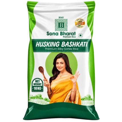 Sona Bharat Husking Bashkati Rice – 10 KG | Premium Silky Sortex Rice